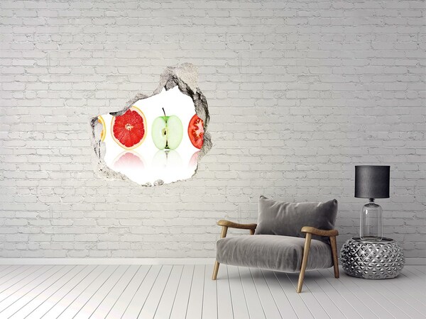 Hole in the wall decal Fruit illusion in concrete