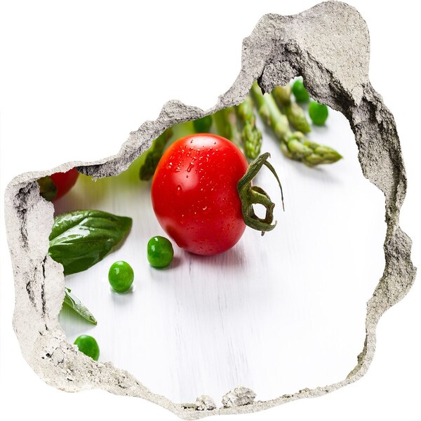 3D wall hole Fresh vegetables in the kitchen