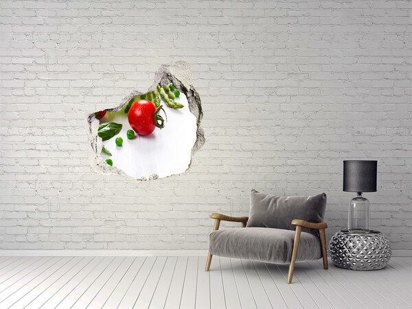 3D wall hole Fresh vegetables in the kitchen