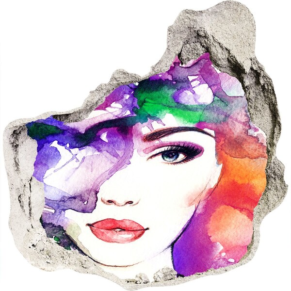 3D wall hole Portrait in colored water