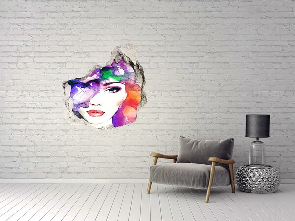 3D wall hole Portrait in colored water