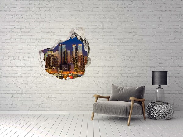 3D wall hole wallpaper Manhattan at night