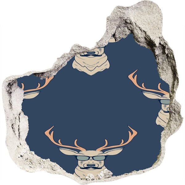 3D wall hole Deer in sunglasses