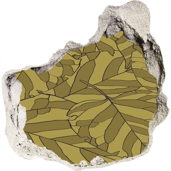 Hole wall sticker Leaves in concrete