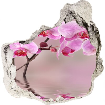 3D wall hole wallpaper Orchid in a broken wall