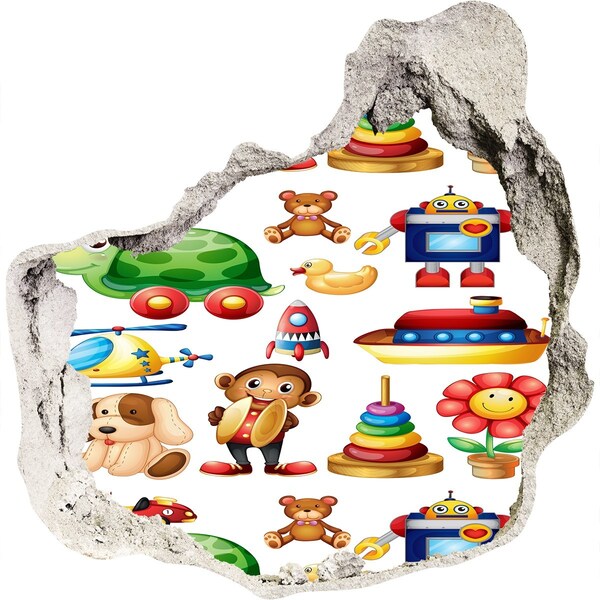 Hole in the wall sticker Toys in a colorful world