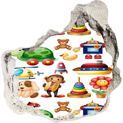 Hole in the wall sticker Toys in a colorful world