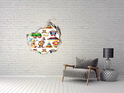Hole in the wall sticker Toys in a colorful world