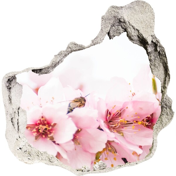 Hole wall sticker Cherry blossoms with a bee