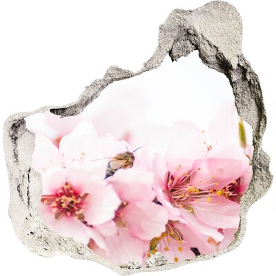Hole wall sticker Cherry blossoms with a bee