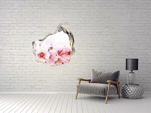 Hole wall sticker Cherry blossoms with a bee