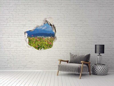 Hole in the wall decal Floral mountain landscape
