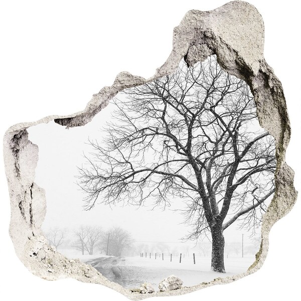 Hole in the wall decal Winter landscape with a tree