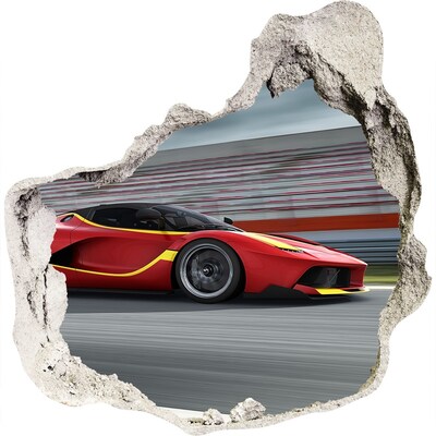 Hole in the wall sticker A racing car on the track
