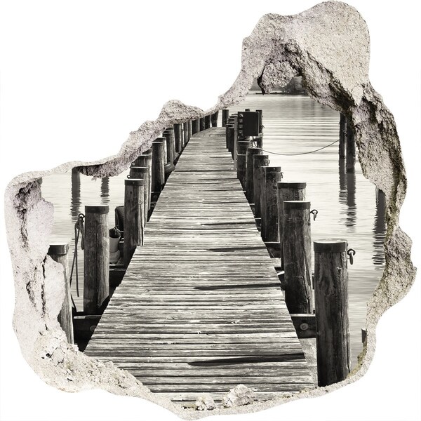 Hole wall sticker Wooden bridge over the water