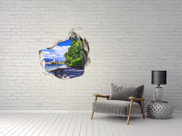 Hole in the wall decal A picturesque promenade by the lake