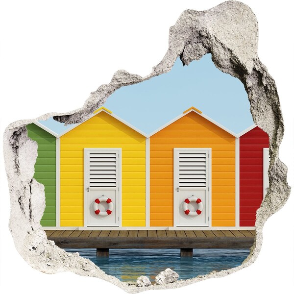 Hole in the wall sticker Colorful houses by the water