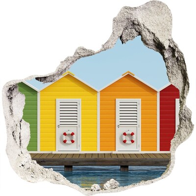 Hole in the wall sticker Colorful houses by the water