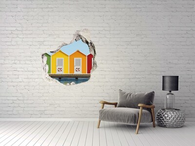 Hole in the wall sticker Colorful houses by the water