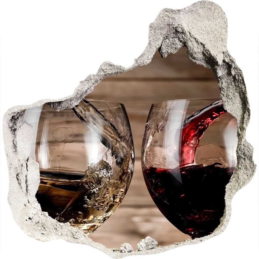 Hole in the wall decal Two glasses of wine