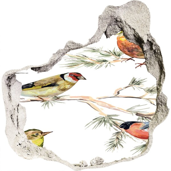 Hole in the wall decal Forest birds of plants