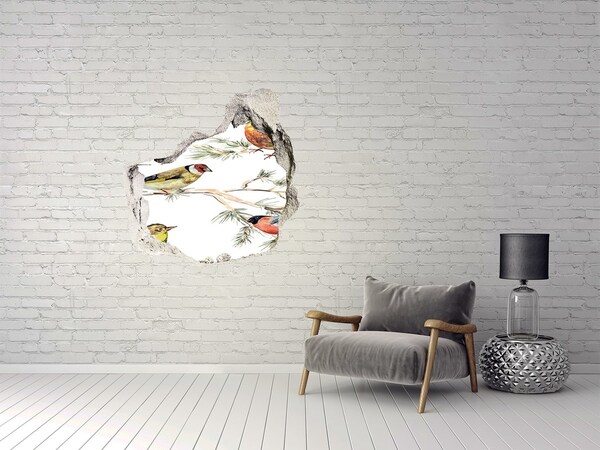 Hole in the wall decal Forest birds of plants