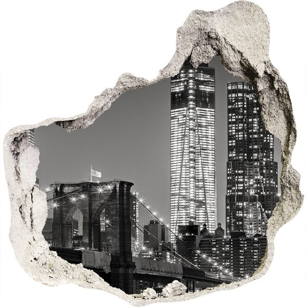 Hole in the wall sticker Manhattan at night