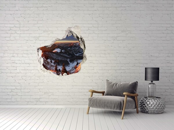 Hole in the wall sticker Winter mountain landscape