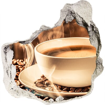 3D wall hole wallpaper Aromatic coffee