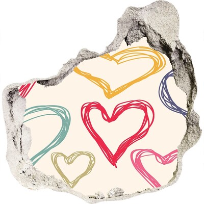 3D wall hole wallpaper Heart on the wall