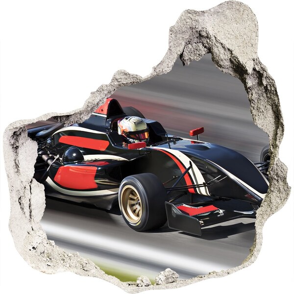 Hole in the wall decal A racing car on the track
