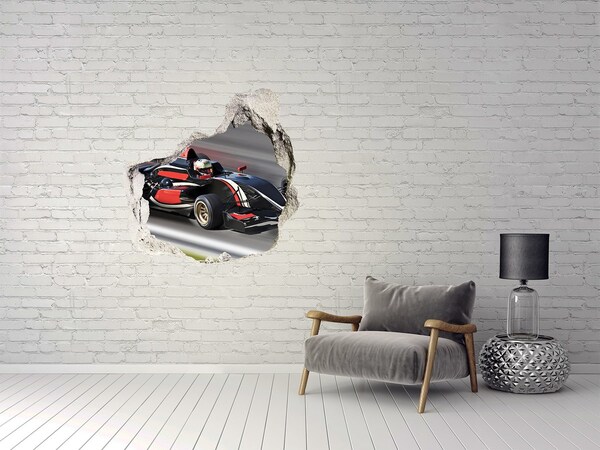Hole in the wall decal A racing car on the track