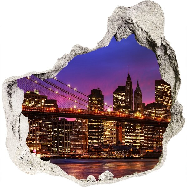 Hole in the wall decal New York skyline at night