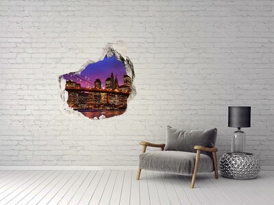 Hole in the wall decal New York skyline at night