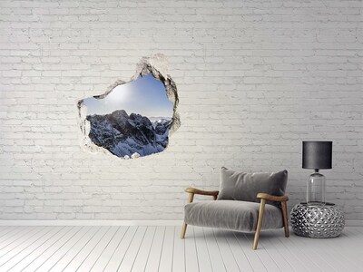 Hole in the wall decal Mountain landscape with sun rays