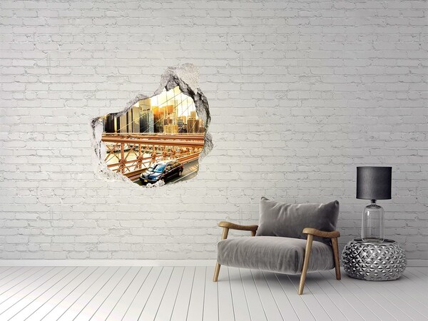Hole in the wall decal Brooklyn Bridge at sunset