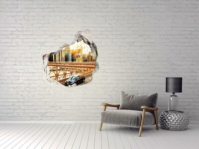 Hole in the wall decal Brooklyn Bridge at sunset