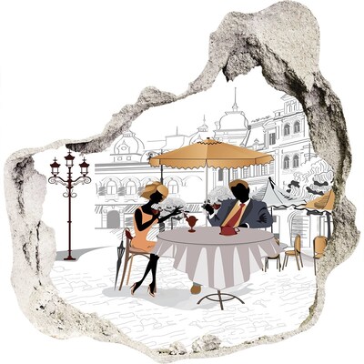 Hole wall sticker European-style cafe