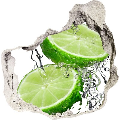3D wall hole wallpaper Refreshing lime in water