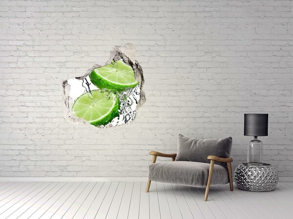 3D wall hole wallpaper Refreshing lime in water