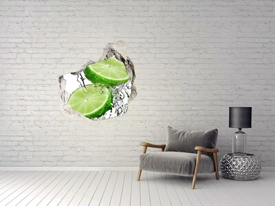 3D wall hole wallpaper Refreshing lime in water