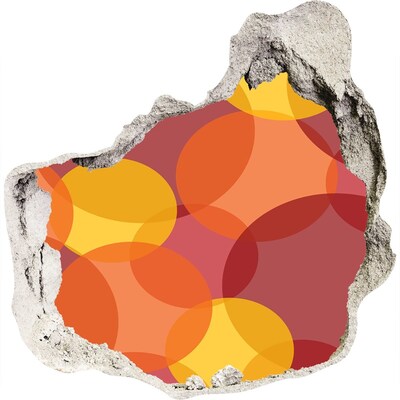 3D wall hole Colorful circles on a concrete background