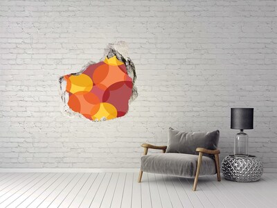 3D wall hole Colorful circles on a concrete background