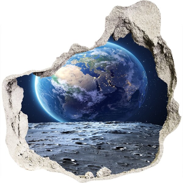Hole in the wall sticker View from the Moon to Earth