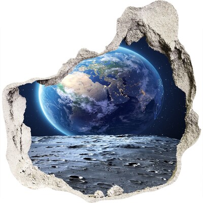 Hole in the wall sticker View from the Moon to Earth