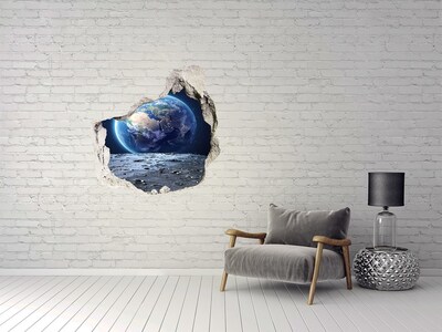 Hole in the wall sticker View from the Moon to Earth