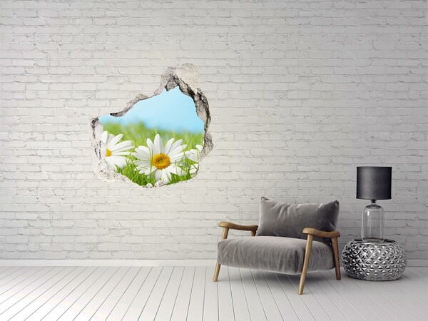 Hole wall sticker Flowers in a green meadow