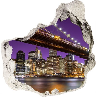 Hole wall sticker Brooklyn Bridge at night