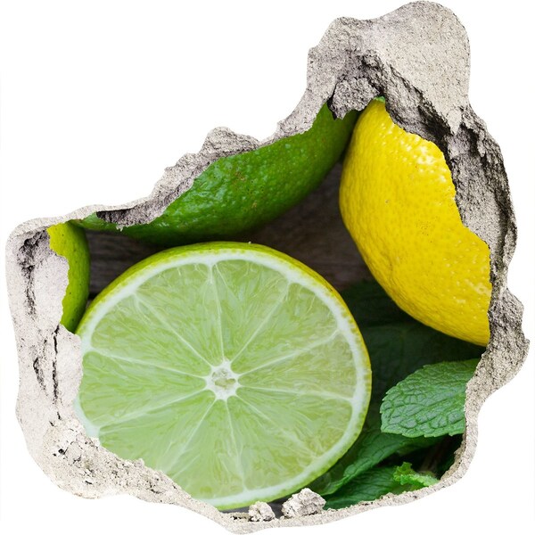 Hole in the wall decal Fresh citrus fruits in concrete