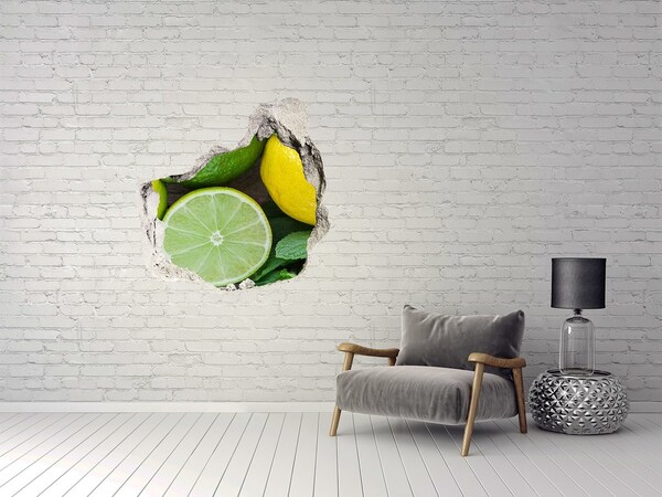 Hole in the wall decal Fresh citrus fruits in concrete